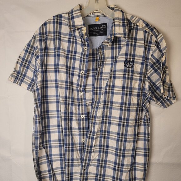 Nautica Men's Blue Plaid Short Sleeve Button Down Shirt Size M - Picture 1 of 4